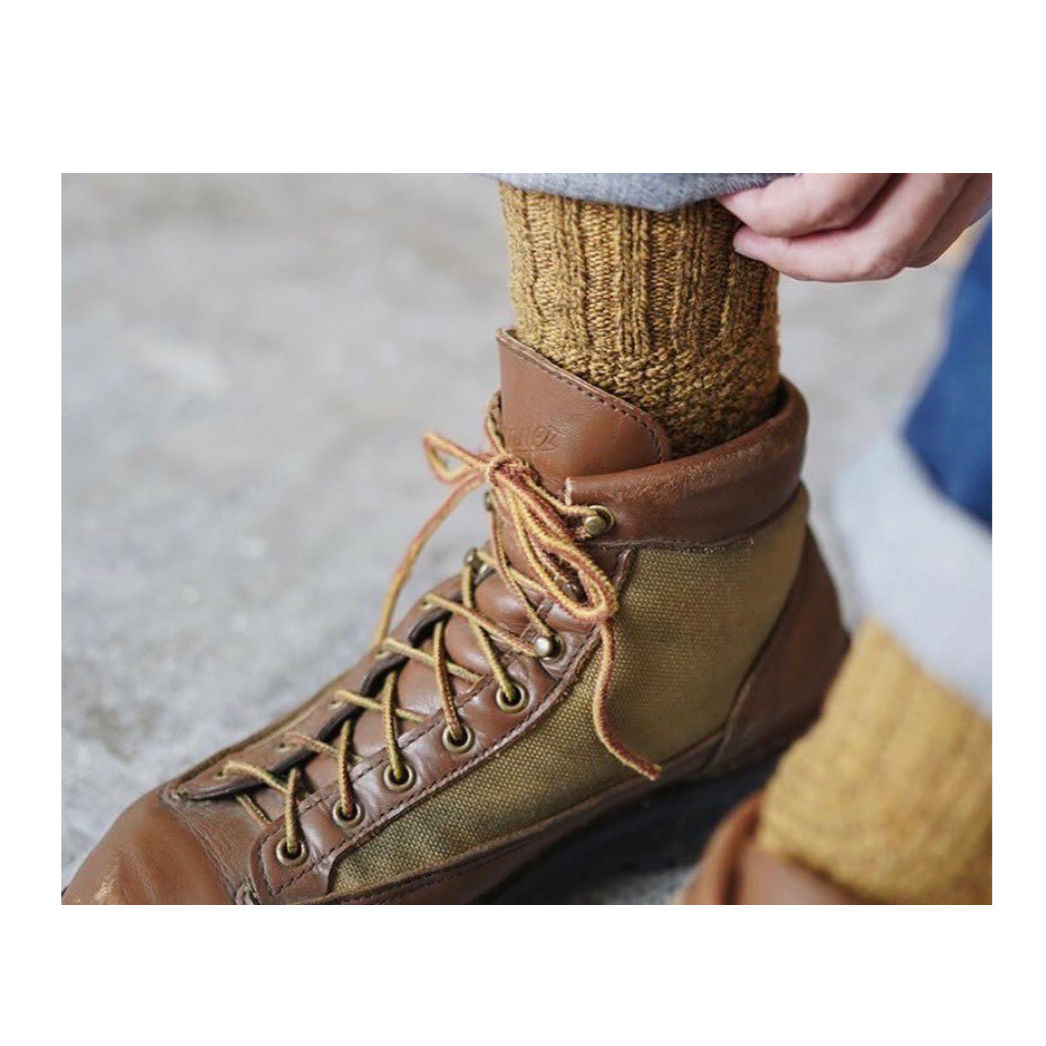 Ponožky Nishiguchi Kutsushita Boston Vlna Mustard S